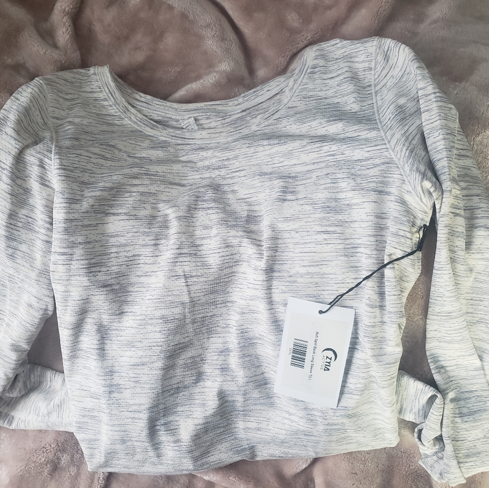 Zyia Ash Split Back Long Sleeve Tie-back lightweight top XXL